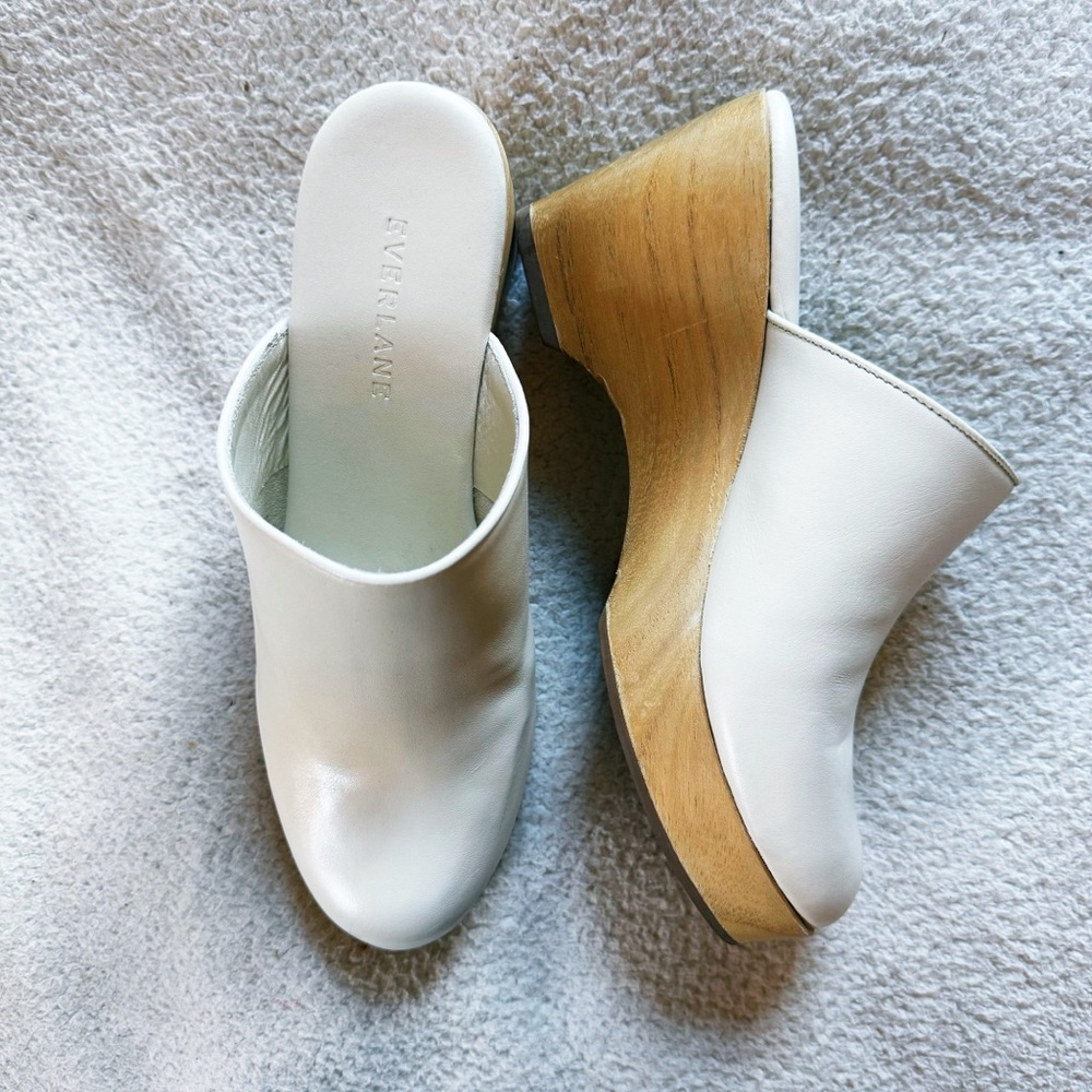 Everlane ivory leather clogs EUC